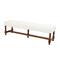 59" Cream Fabric Bench with Brown Traditional Wood Turned Legs